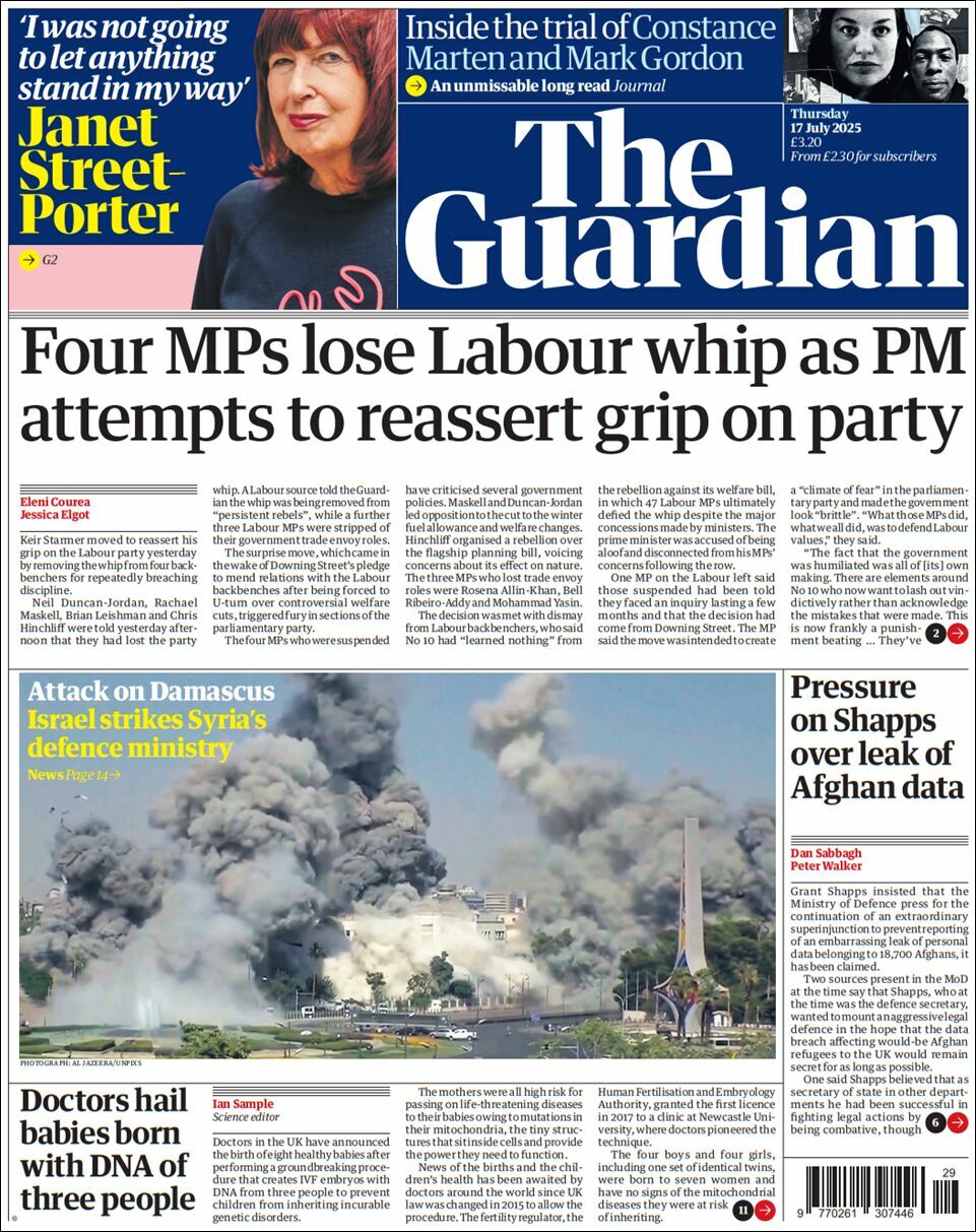 The Guardian, edición del jueves 17 de julio de 2025 The Guardian, edición del jueves 17 de julio de 2025