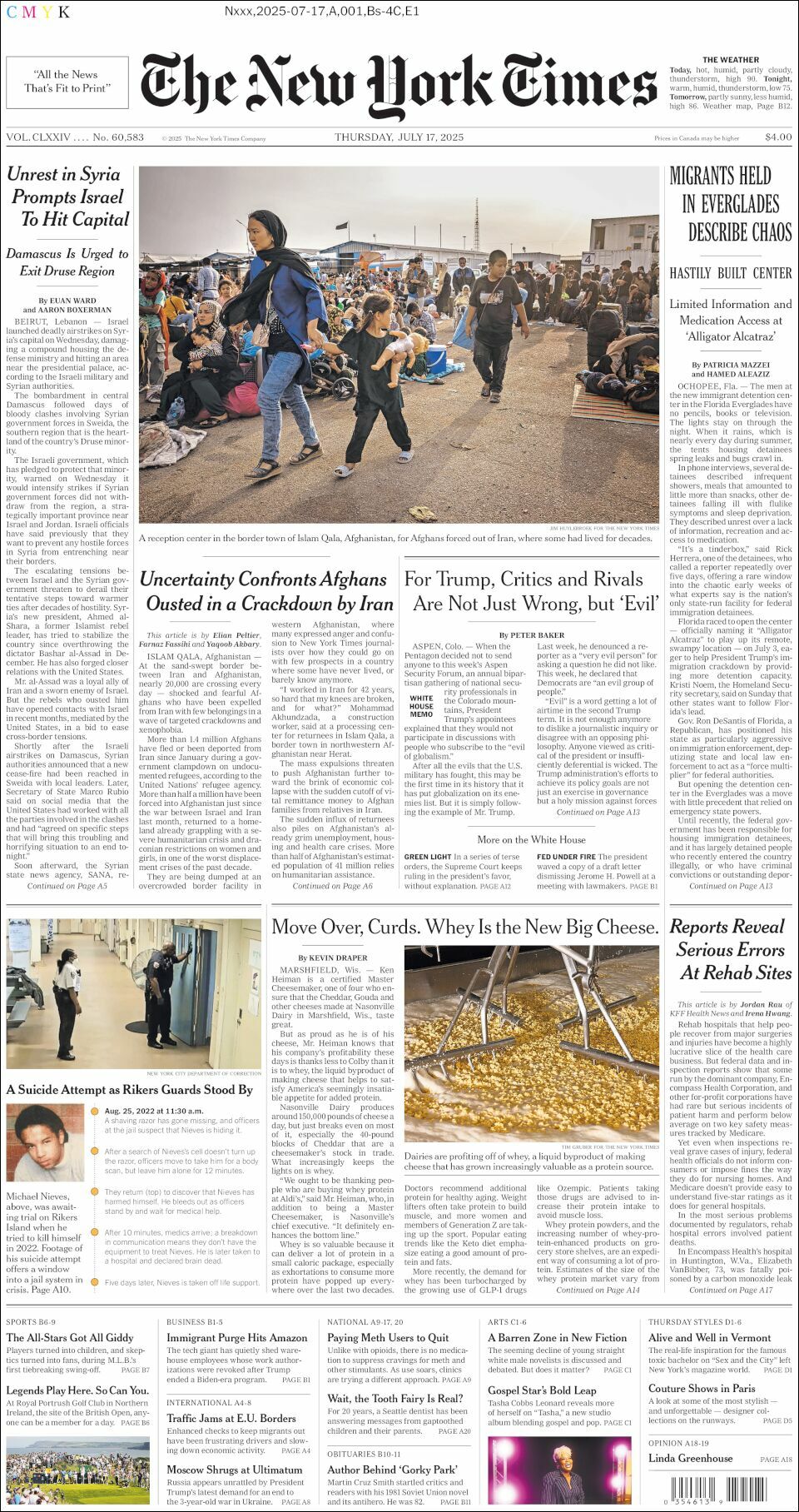The New York Times, edición del jueves 17 de julio de 2025 The New York Times, edición del jueves 17 de julio de 2025