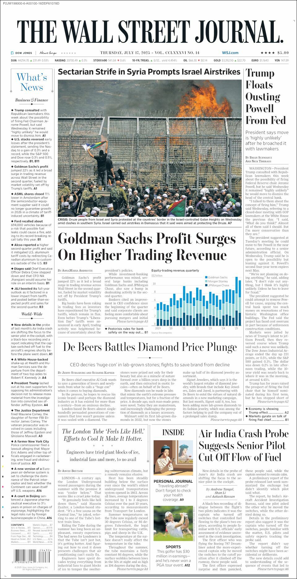 The Wall Street Journal, edición del jueves 17 de julio de 2025 The Wall Street Journal, edición del jueves 17 de julio de 2025