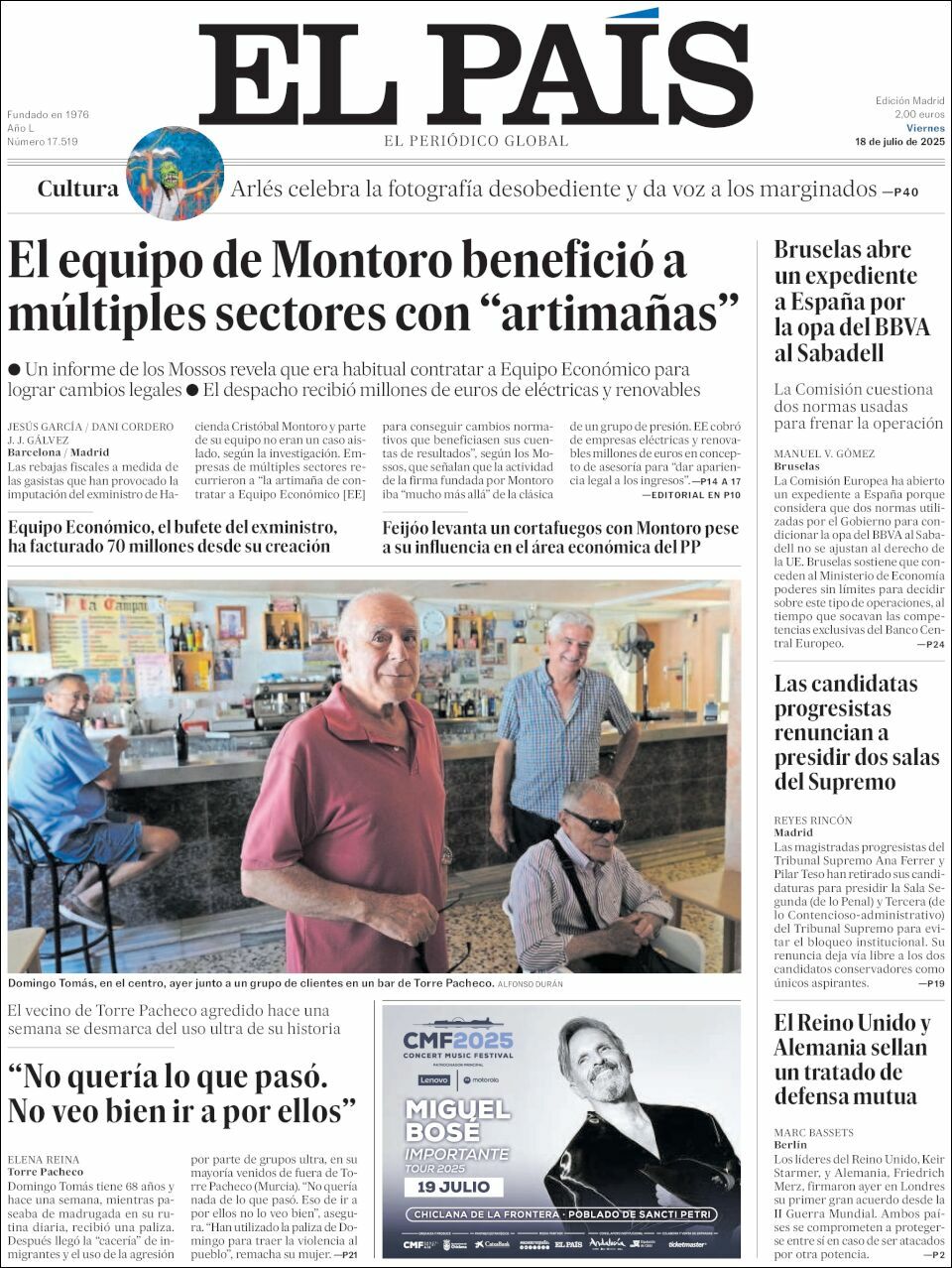 El País, edición del viernes 18 de julio de 2025
