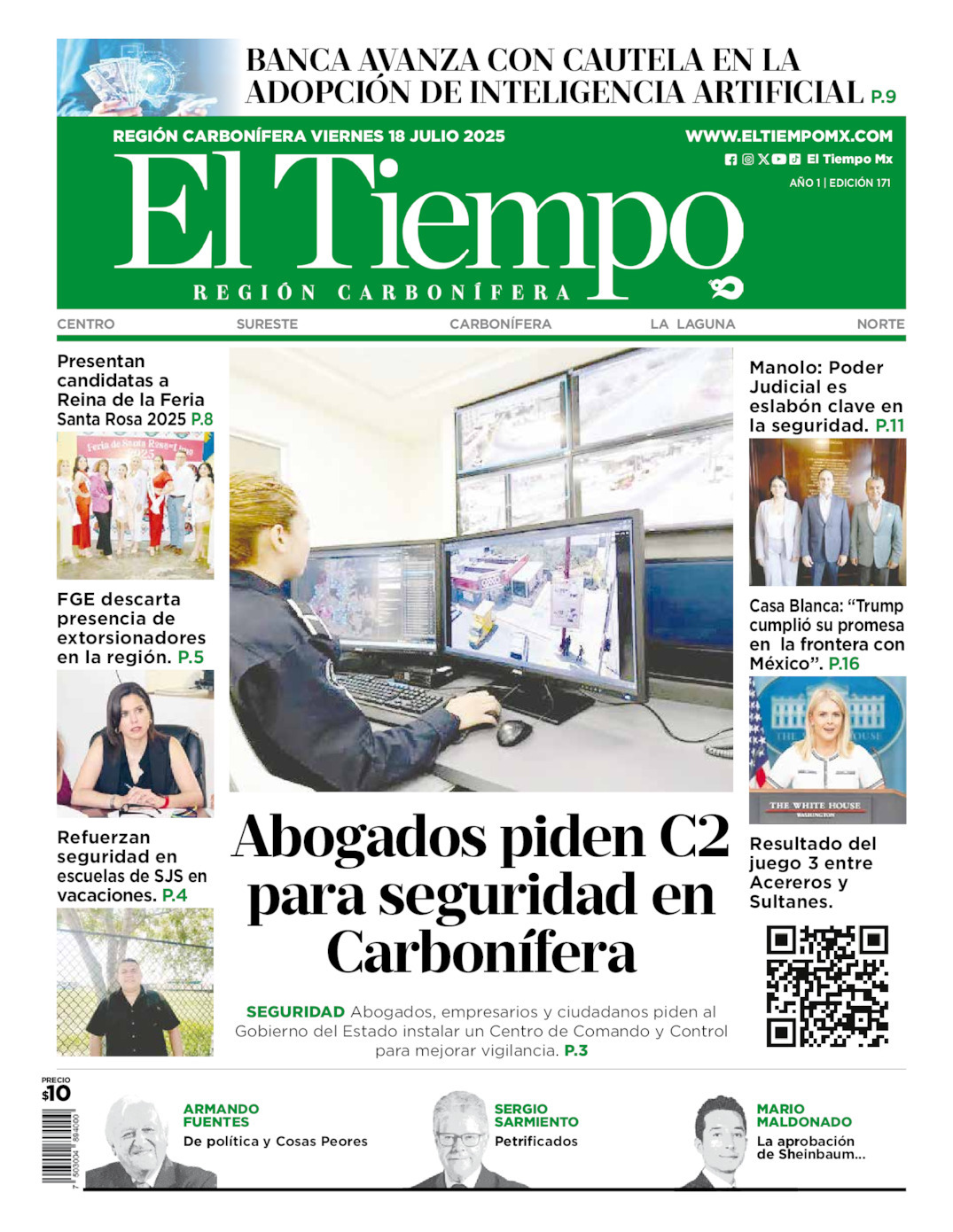 El Tiempo Región Carbonífera, edición del viernes 18 de julio de 2025