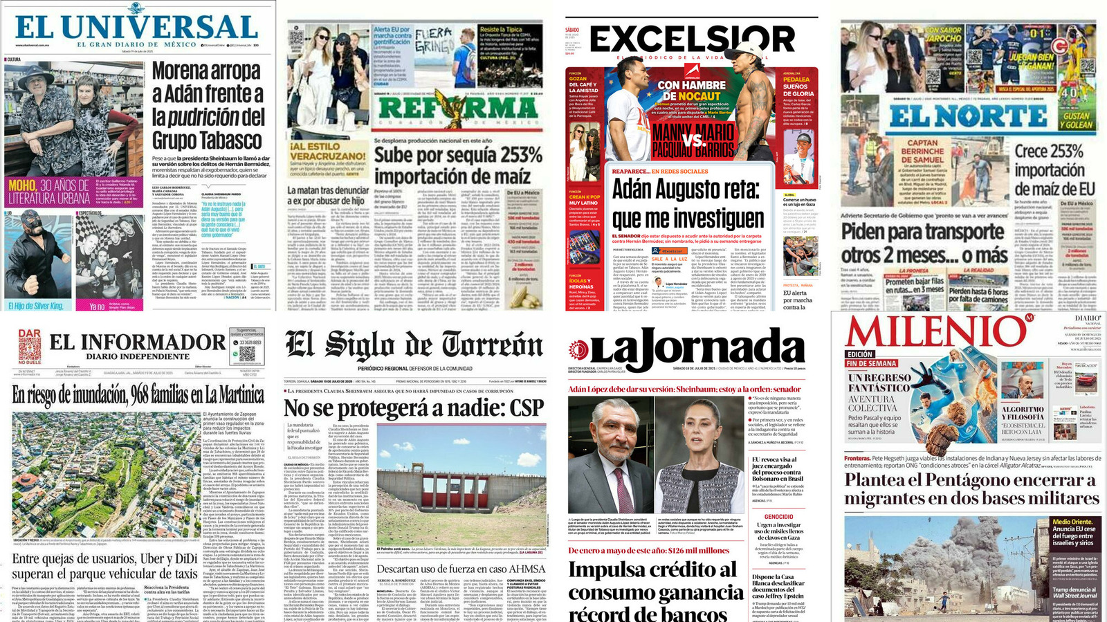Portadas de periódicos impresos más importantes de México hoy