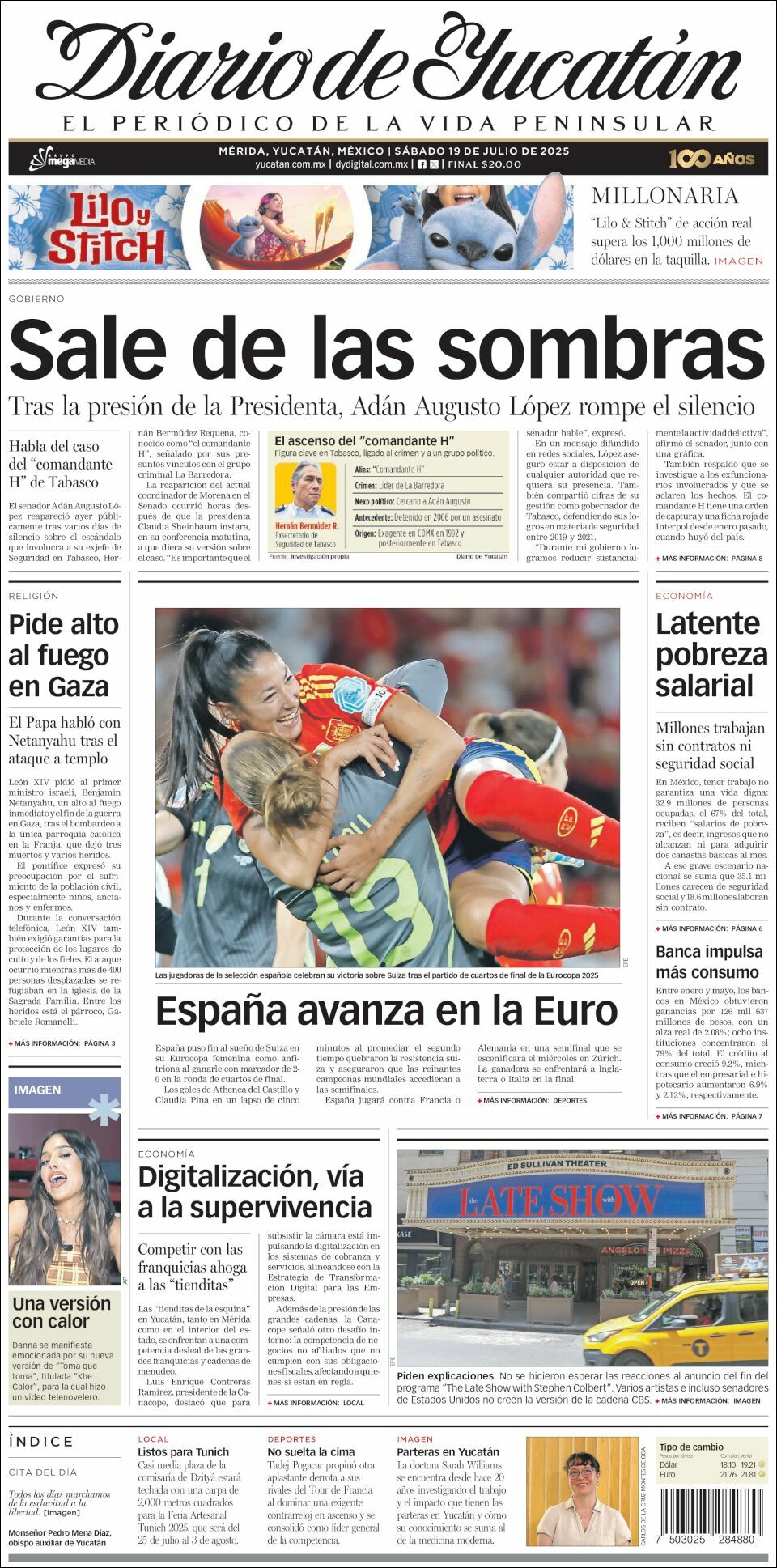 El Diario de Yucatán, edición del sábado 19 de julio de 2025 El Diario de Yucatán, edición del sábado 19 de julio de 2025