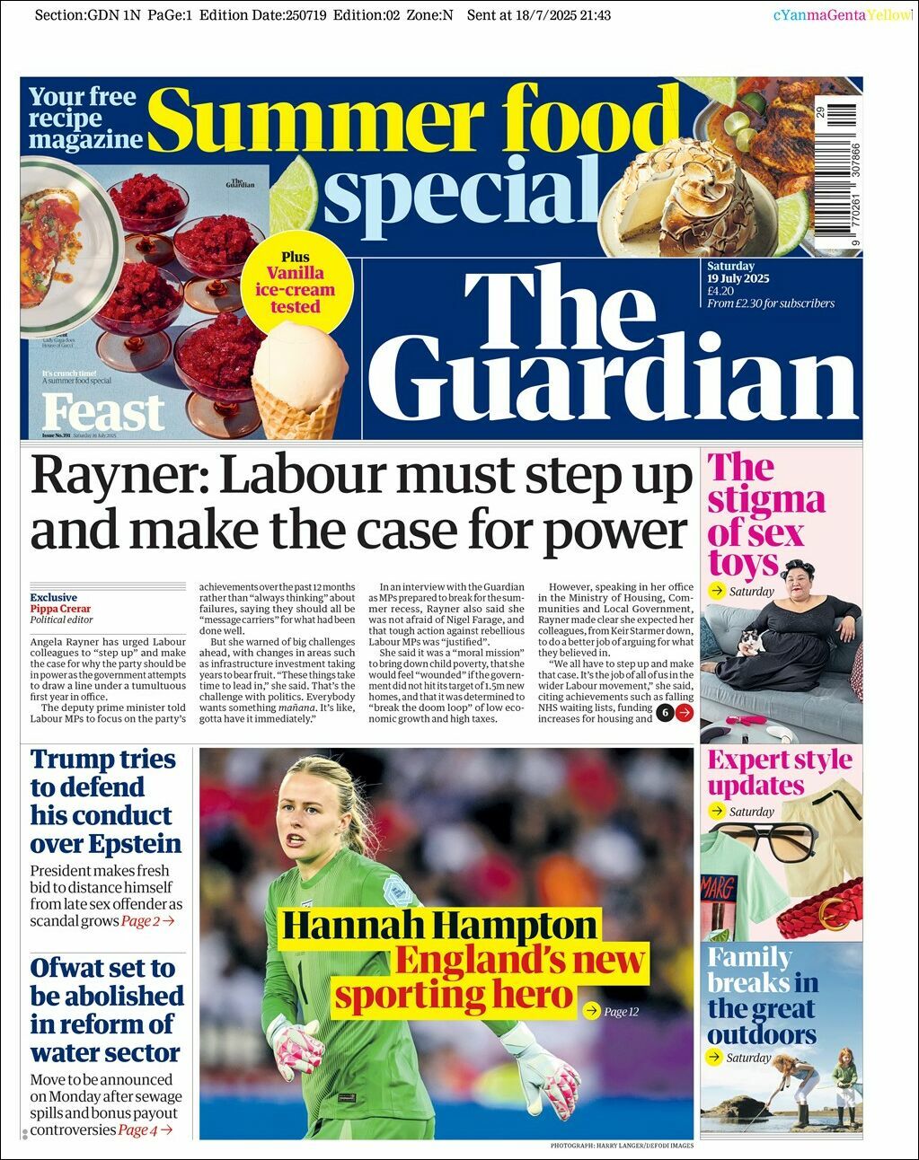 The Guardian, edición del sábado 19 de julio de 2025 The Guardian, edición del sábado 19 de julio de 2025