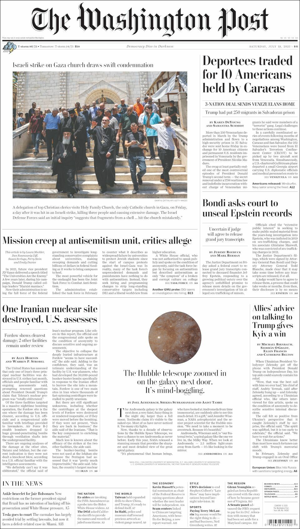 The Washington Post, edición del sábado 19 de julio de 2025 The Washington Post, edición del sábado 19 de julio de 2025