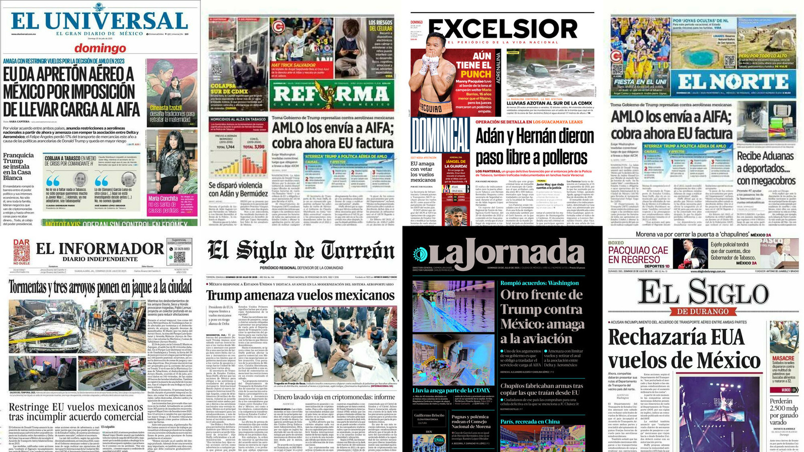 Portadas de periódicos impresos más importantes de México hoy