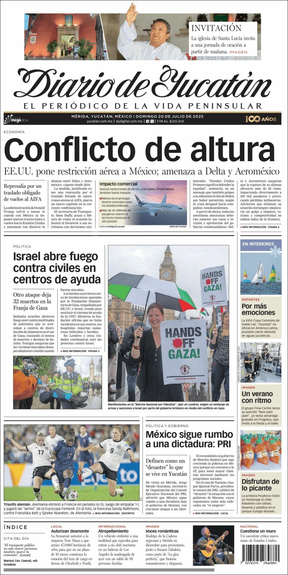 El Diario de Yucatán, edición del domingo 20 de julio de 2025 El Diario de Yucatán, edición del domingo 20 de julio de 2025