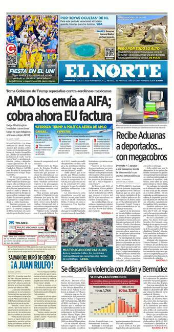 El Norte, edición del domingo 20 de julio de 2025 El Norte, edición del domingo 20 de julio de 2025