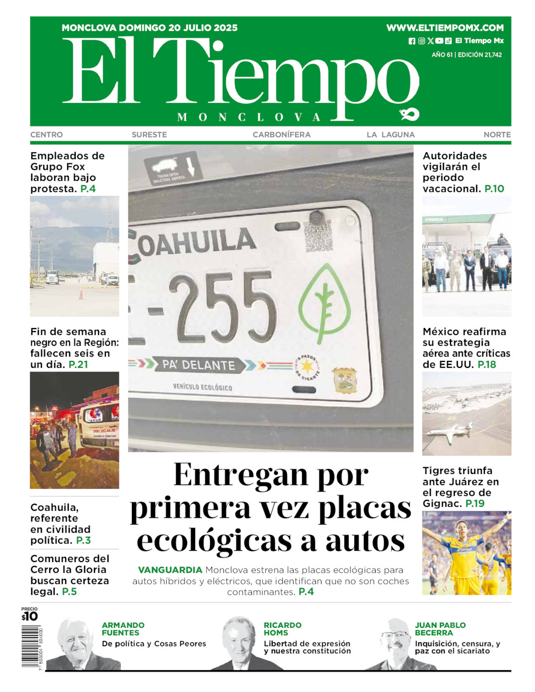 El Tiempo Monclova, edición del domingo 20 de julio de 2025 El Tiempo Monclova, edición del domingo 20 de julio de 2025