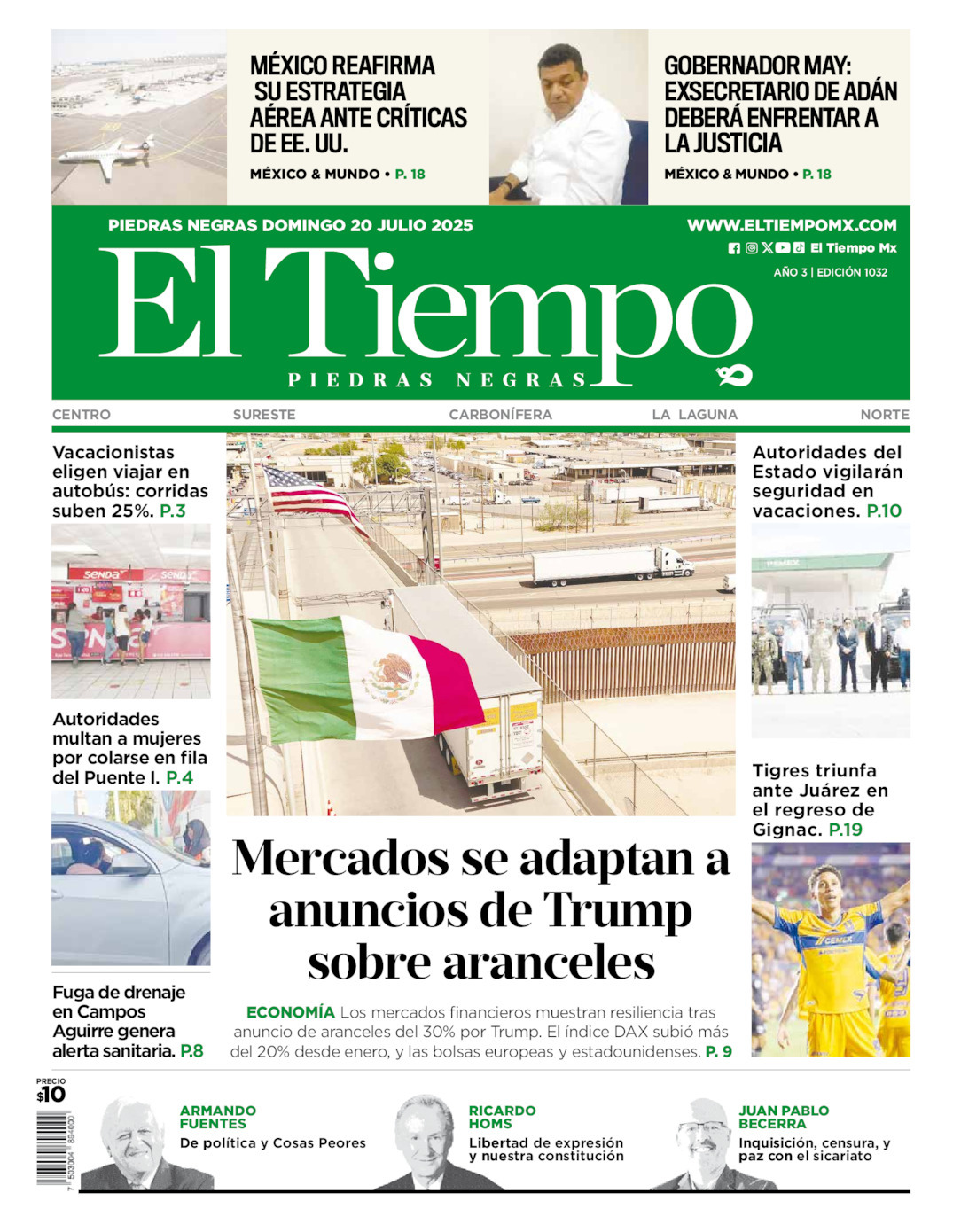 El Tiempo Piedras Negras, edición del domingo 20 de julio de 2025 El Tiempo Piedras Negras, edición del domingo 20 de julio de 2025