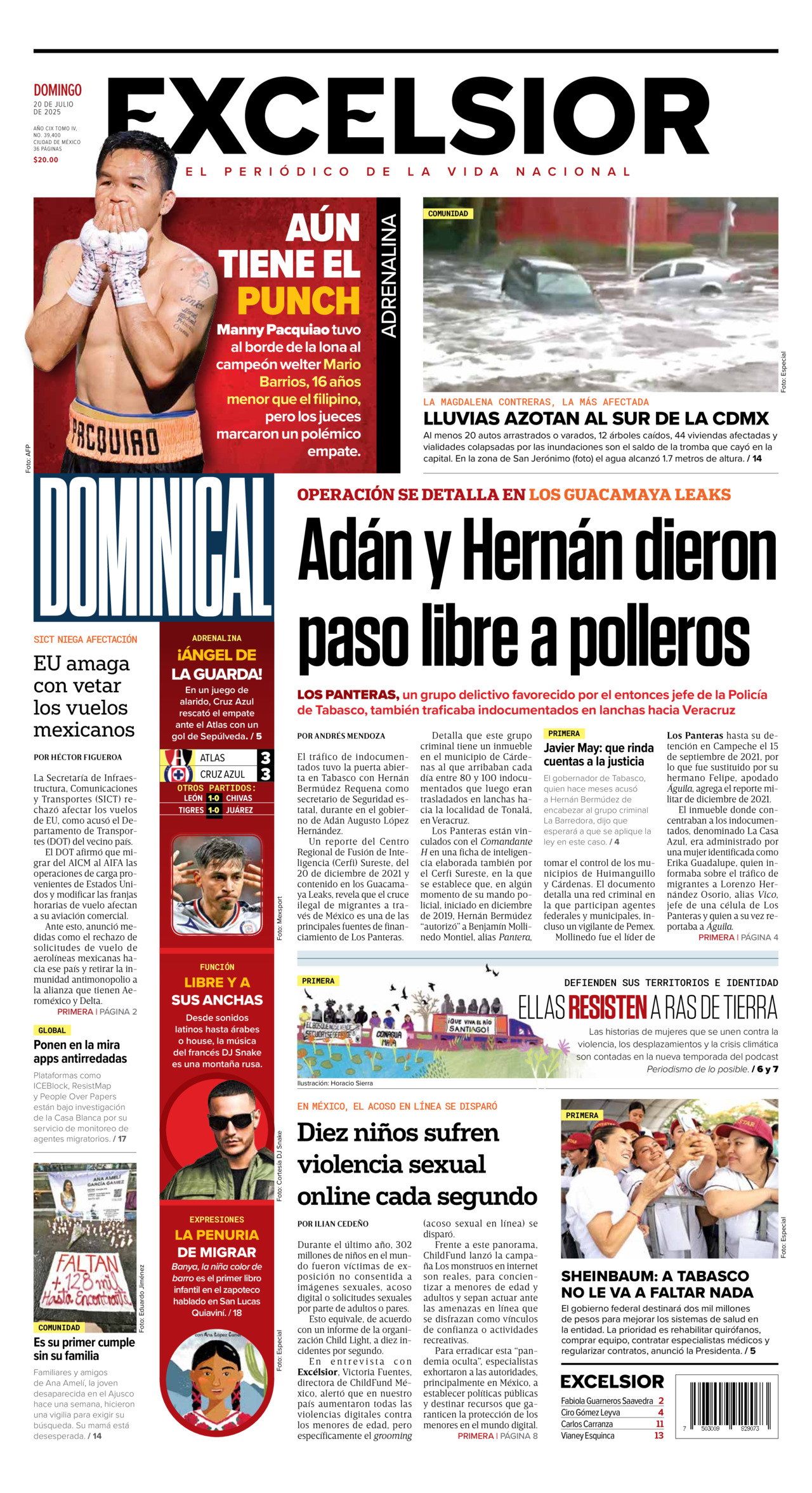 Excelsior, edición del domingo 20 de julio de 2025 Excelsior, edición del domingo 20 de julio de 2025