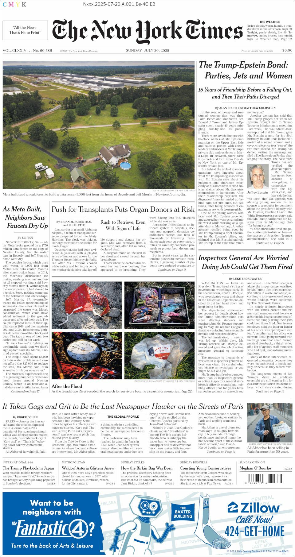 The New York Times, edición del domingo 20 de julio de 2025 The New York Times, edición del domingo 20 de julio de 2025