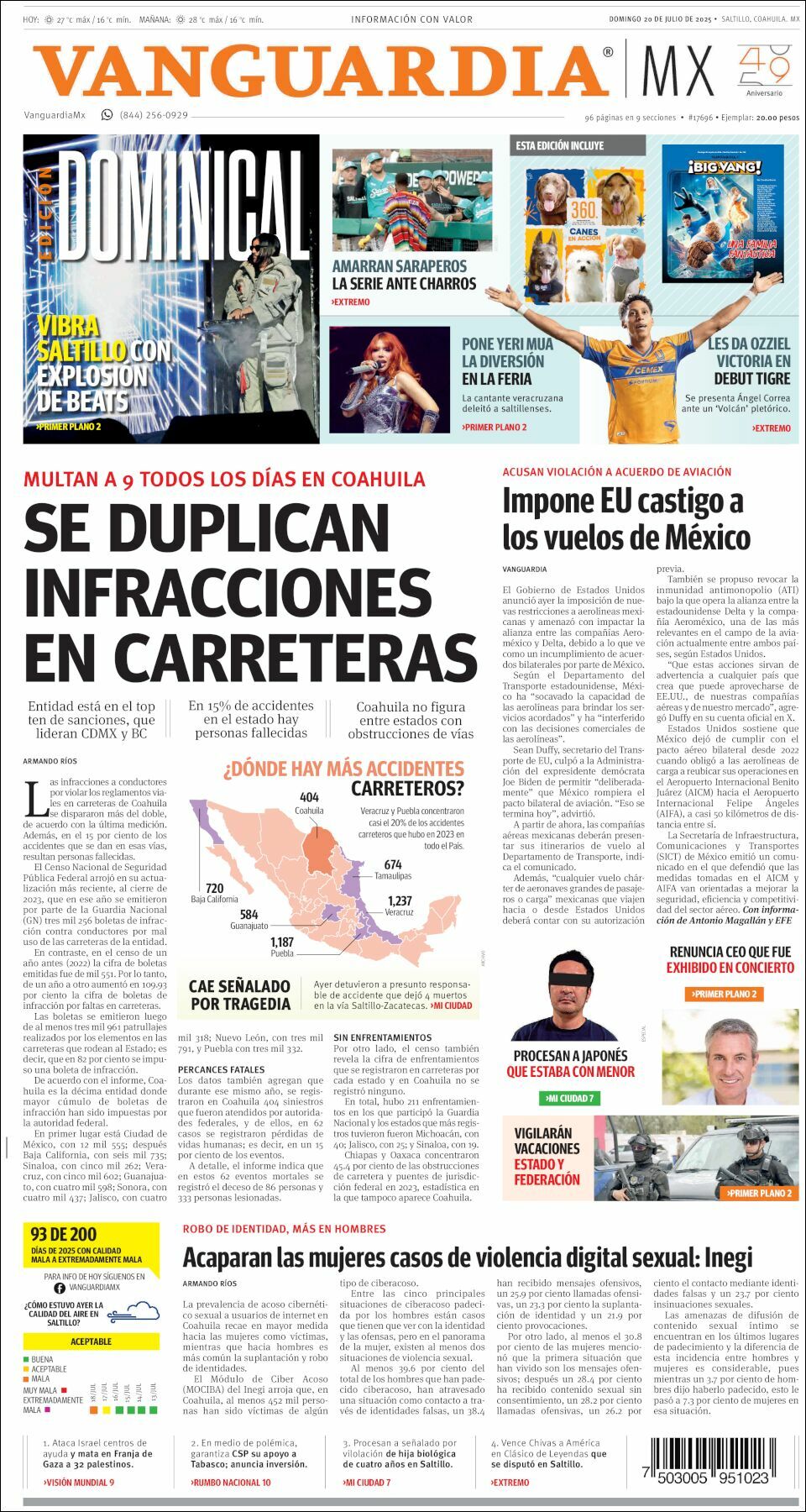 Vanguardia, edición del domingo 20 de julio de 2025 Vanguardia, edición del domingo 20 de julio de 2025