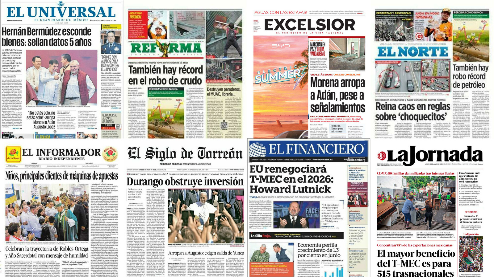 Portadas de periódicos impresos más importantes de México hoy
