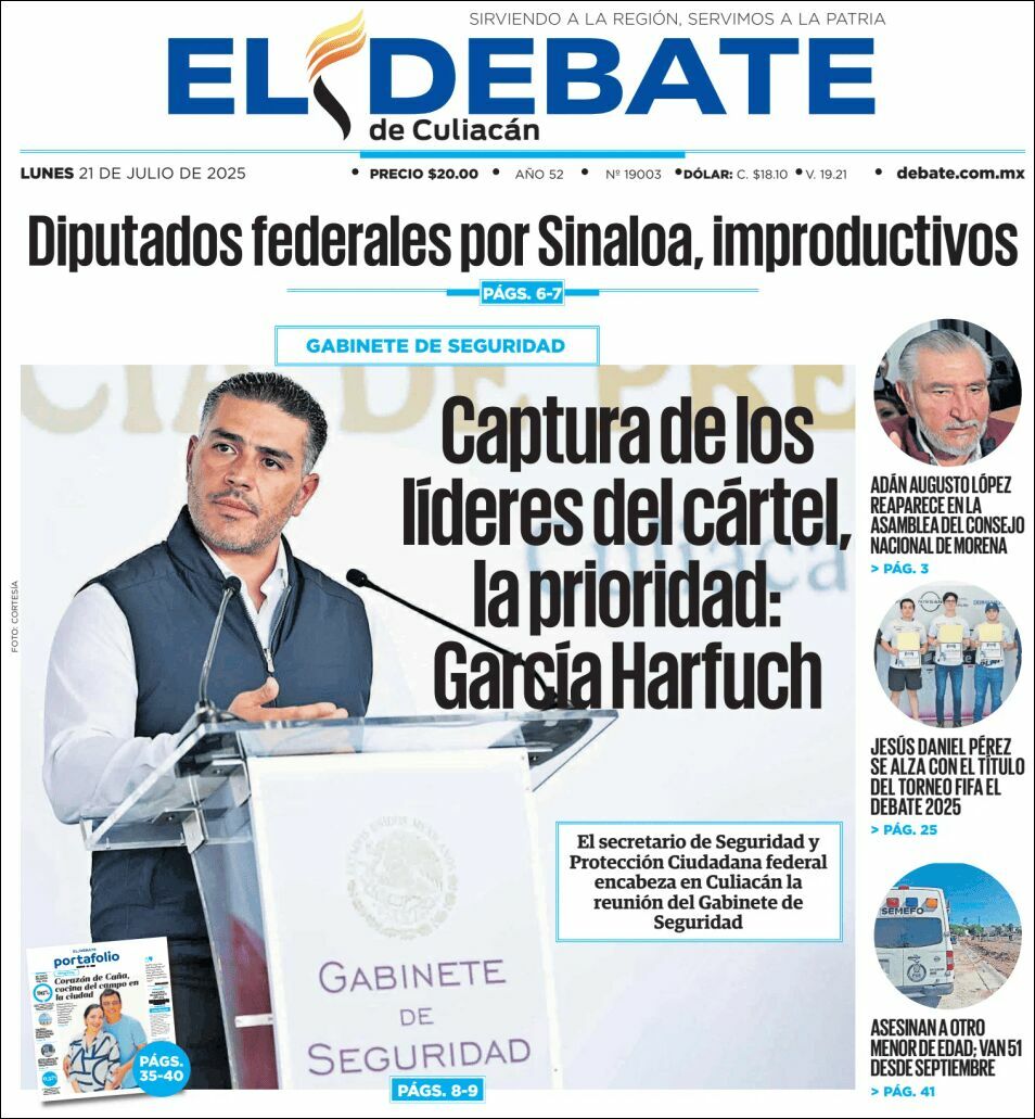 El Debate Culiacán, edición del lunes 21 de julio de 2025 El Debate Culiacán, edición del lunes 21 de julio de 2025