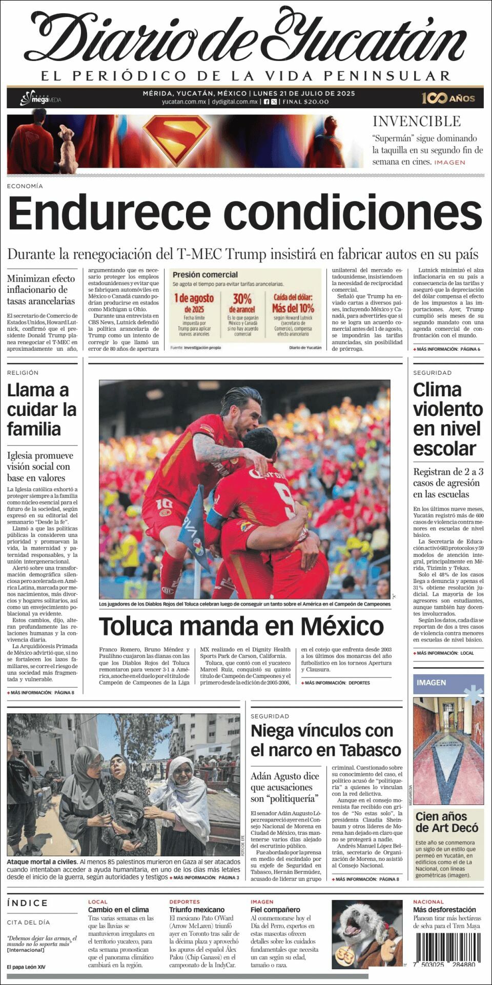 El Diario de Yucatán, edición del lunes 21 de julio de 2025 El Diario de Yucatán, edición del lunes 21 de julio de 2025