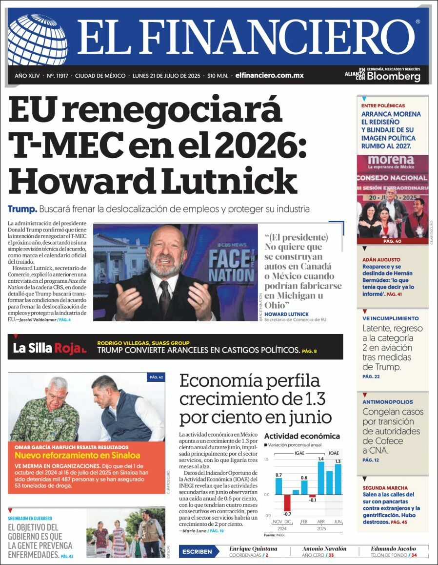 El Financiero, edición del lunes 21 de julio de 2025 El Financiero, edición del lunes 21 de julio de 2025