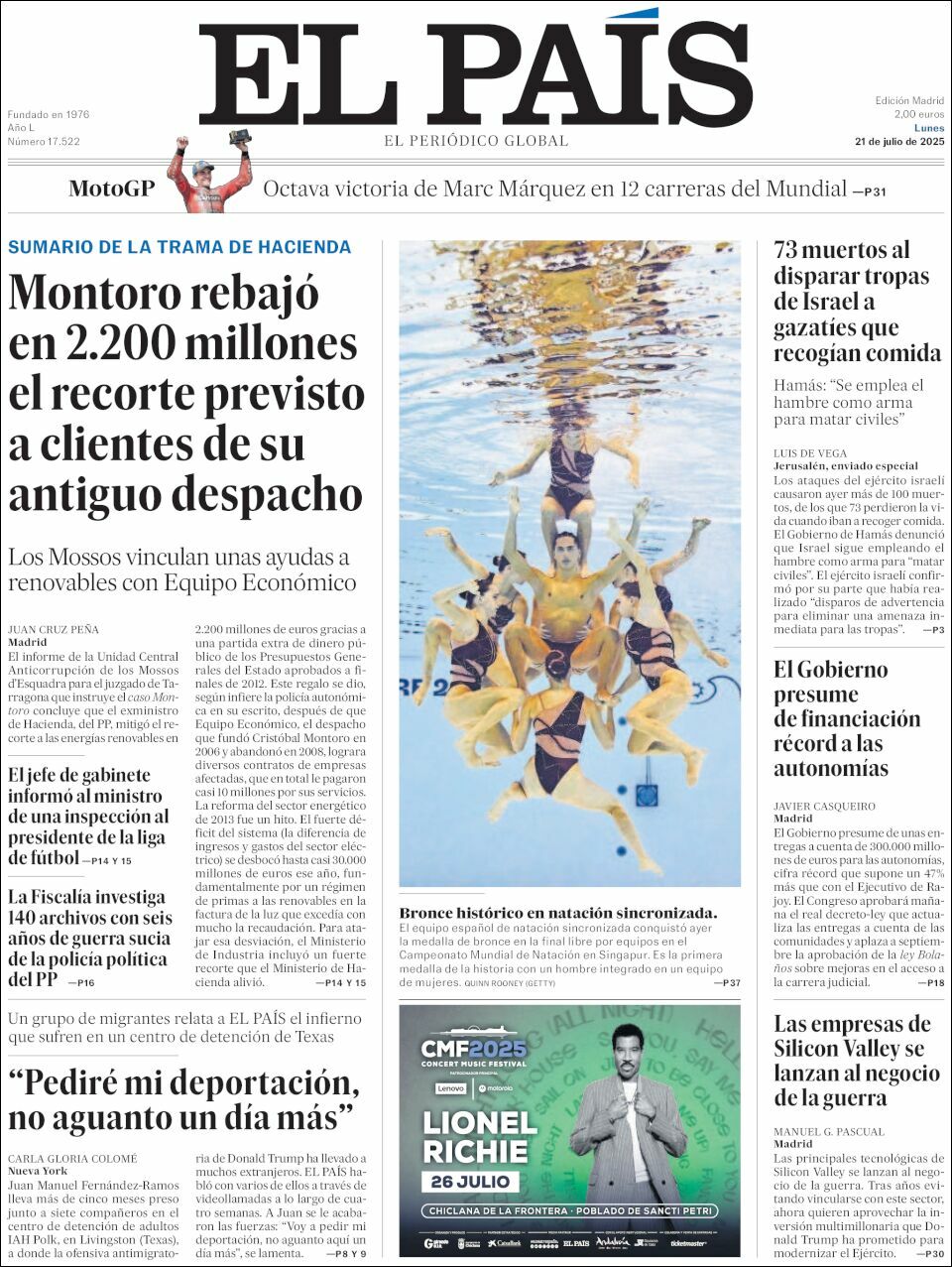 El País, edición del lunes 21 de julio de 2025 El País, edición del lunes 21 de julio de 2025