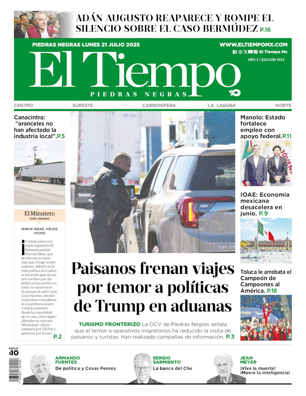 El Tiempo Piedras Negras, edición del lunes 21 de julio de 2025 El Tiempo Piedras Negras, edición del lunes 21 de julio de 2025