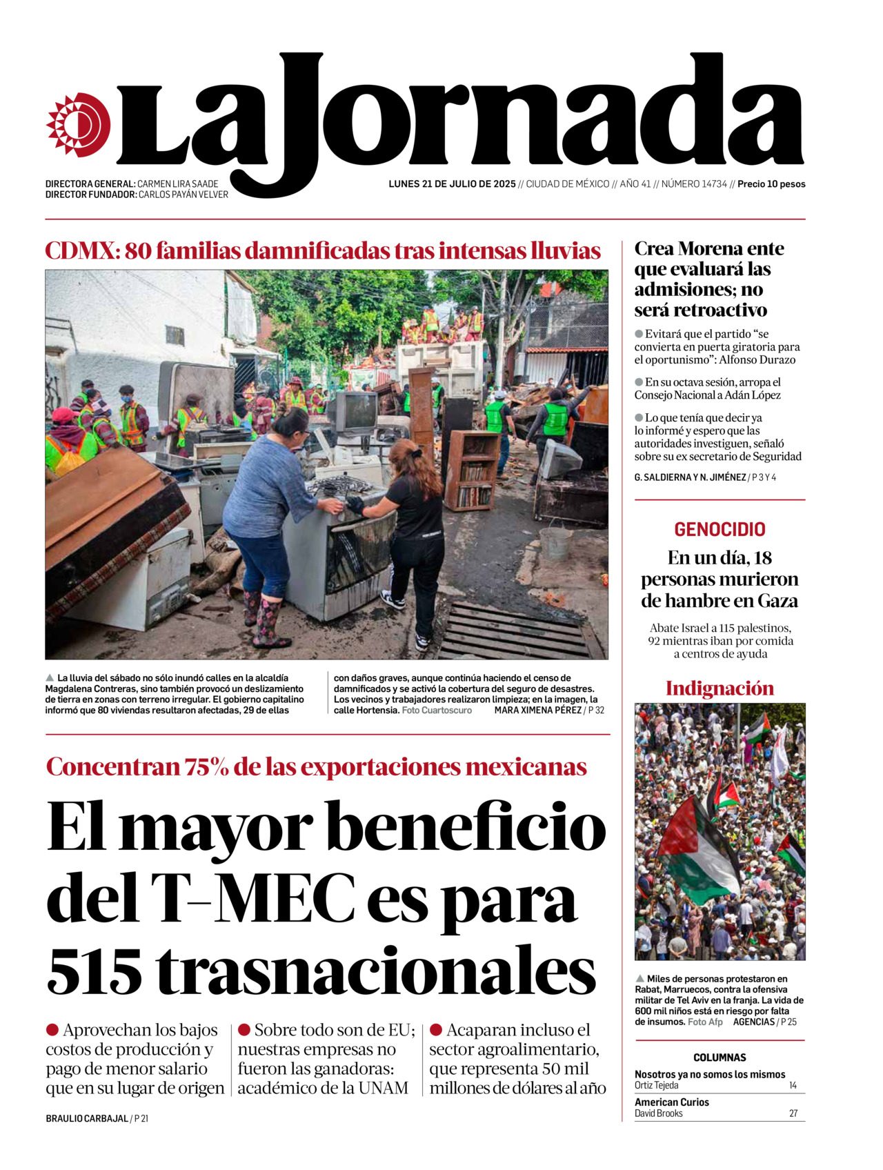La Jornada, edición del lunes 21 de julio de 2025 La Jornada, edición del lunes 21 de julio de 2025