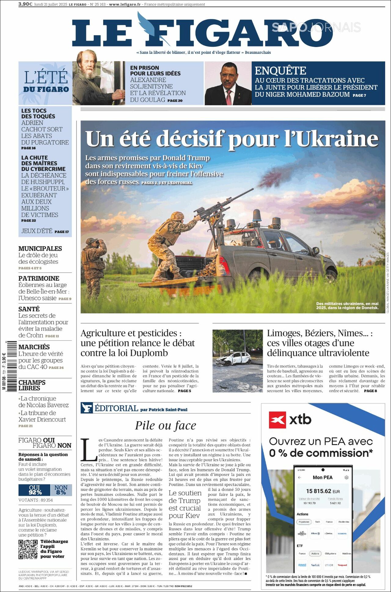 Le Figaro, edición del lunes 21 de julio de 2025 Le Figaro, edición del lunes 21 de julio de 2025