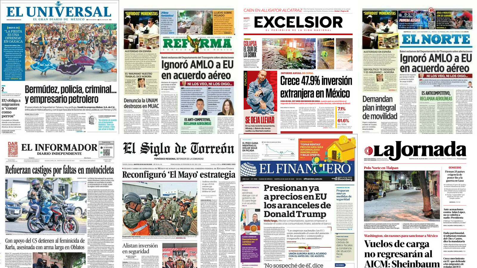 Portadas de periódicos impresos más importantes de México hoy