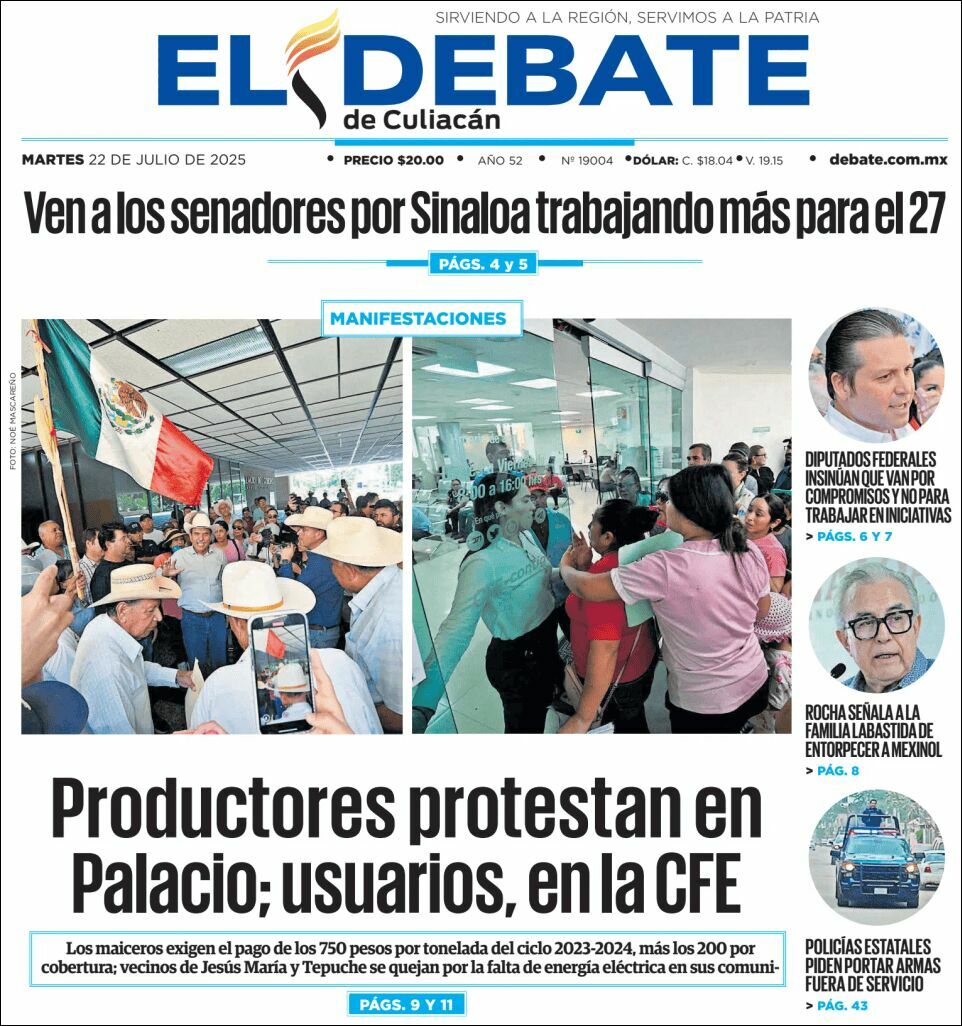 El Debate Culiacán, edición del martes 22 de julio de 2025 El Debate Culiacán, edición del martes 22 de julio de 2025