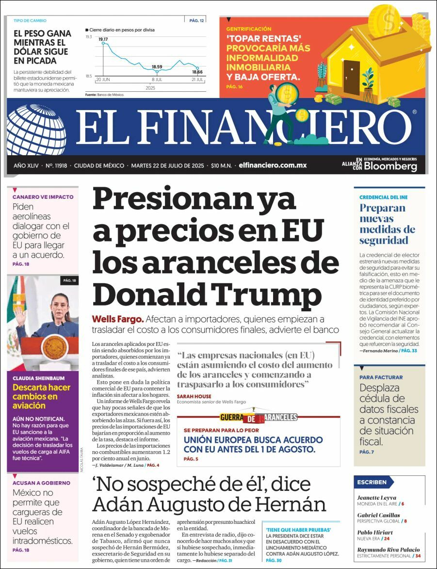 El Financiero, edición del martes 22 de julio de 2025 El Financiero, edición del martes 22 de julio de 2025