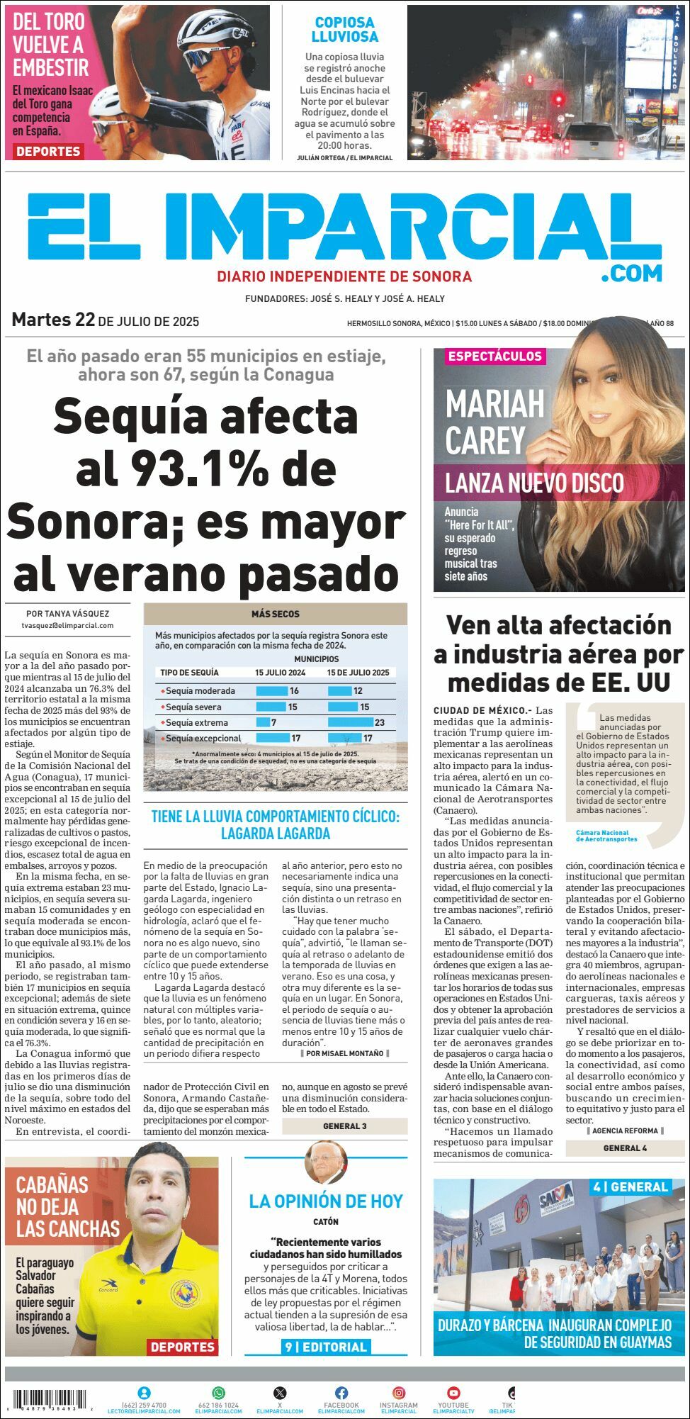 El Imparcial, edición del martes 22 de julio de 2025 El Imparcial, edición del martes 22 de julio de 2025