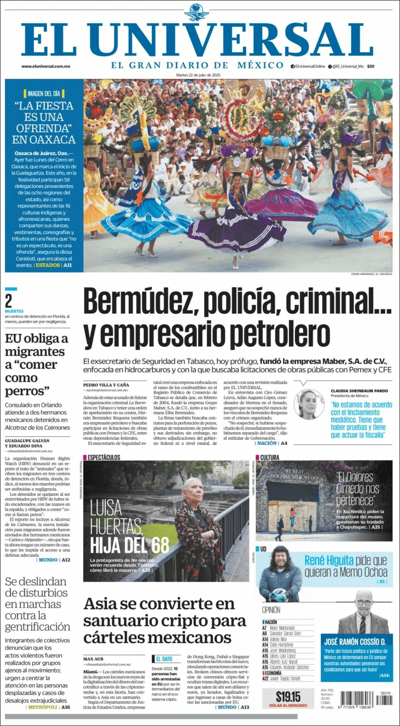 El Universal, edición del martes 22 de julio de 2025 El Universal, edición del martes 22 de julio de 2025