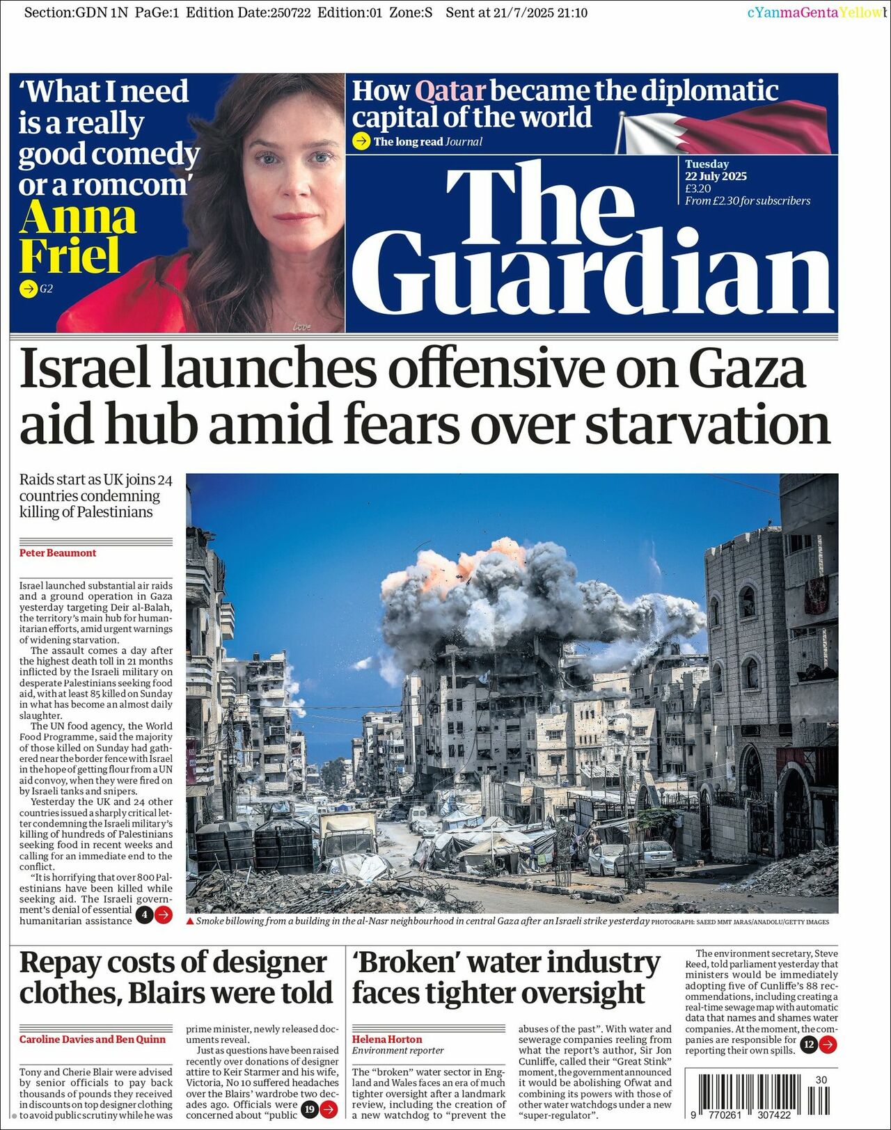 The Guardian, edición del martes 22 de julio de 2025 The Guardian, edición del martes 22 de julio de 2025