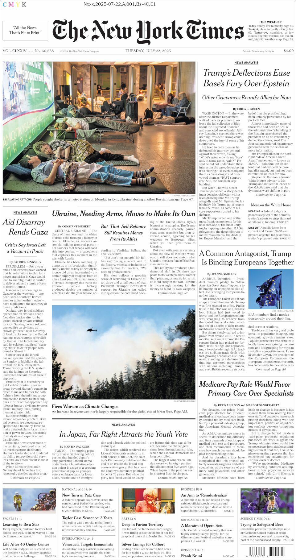 The New York Times, edición del martes 22 de julio de 2025 The New York Times, edición del martes 22 de julio de 2025