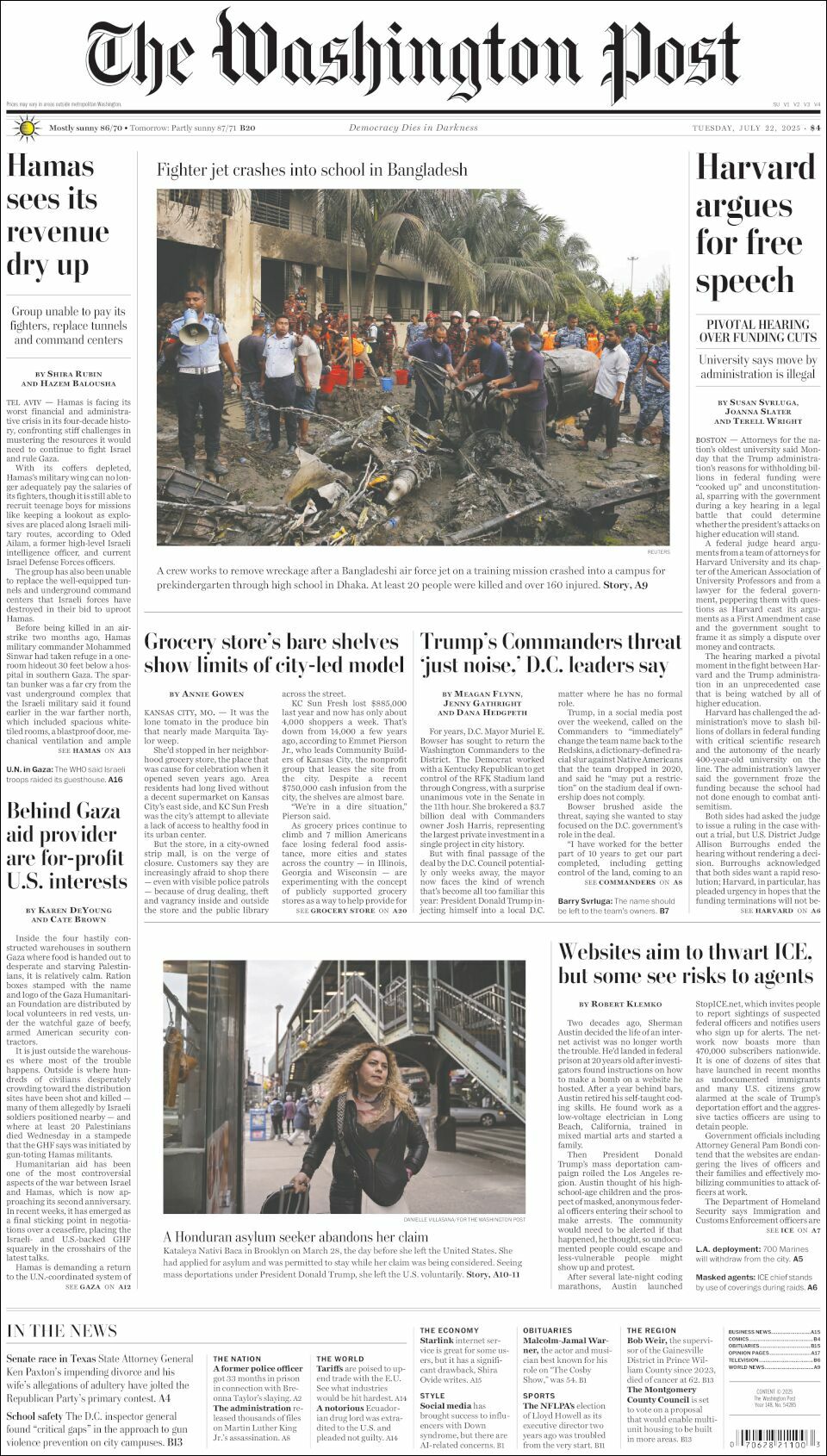 The Washington Post, edición del martes 22 de julio de 2025 The Washington Post, edición del martes 22 de julio de 2025