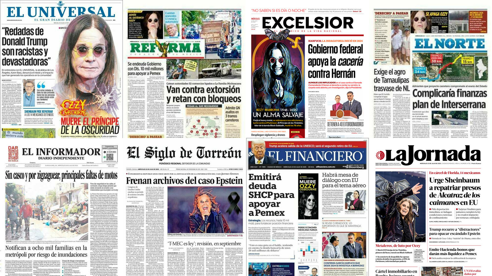 Portadas de periódicos impresos más importantes de México hoy