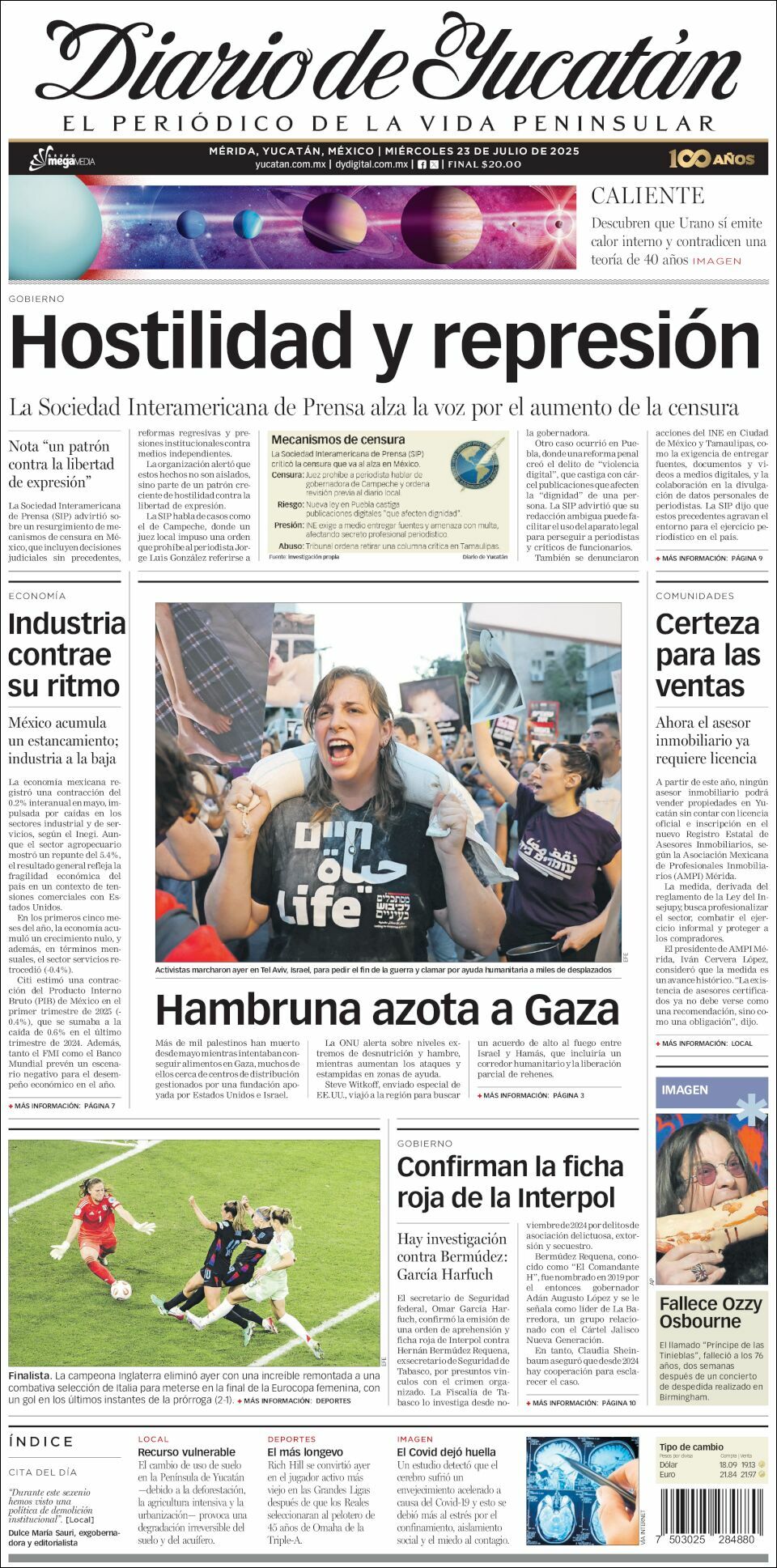 El Diario de Yucatán, edición del miércoles 23 de julio de 2025 El Diario de Yucatán, edición del miércoles 23 de julio de 2025
