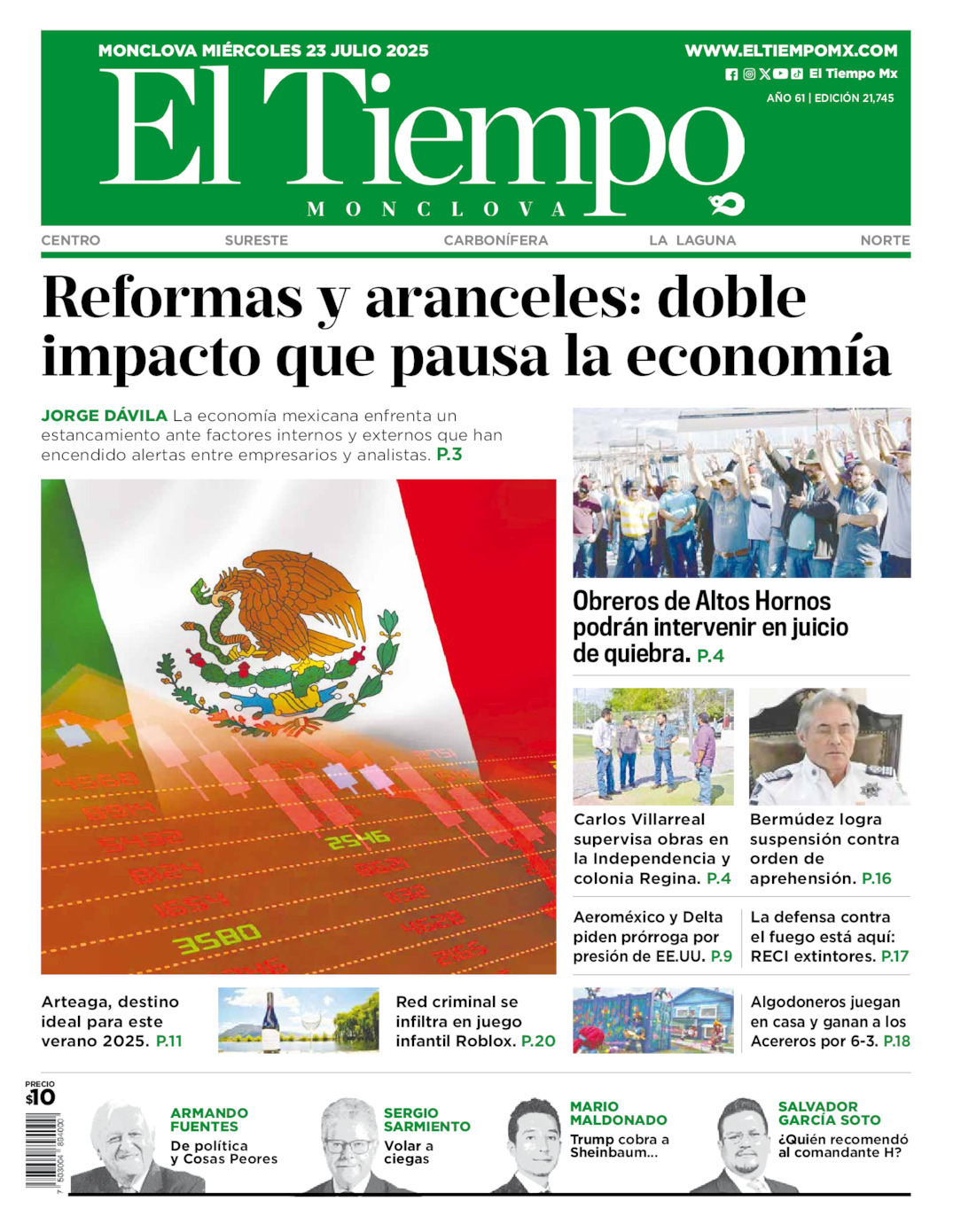 El Tiempo Monclova, edición del miércoles 23 de julio de 2025 El Tiempo Monclova, edición del miércoles 23 de julio de 2025