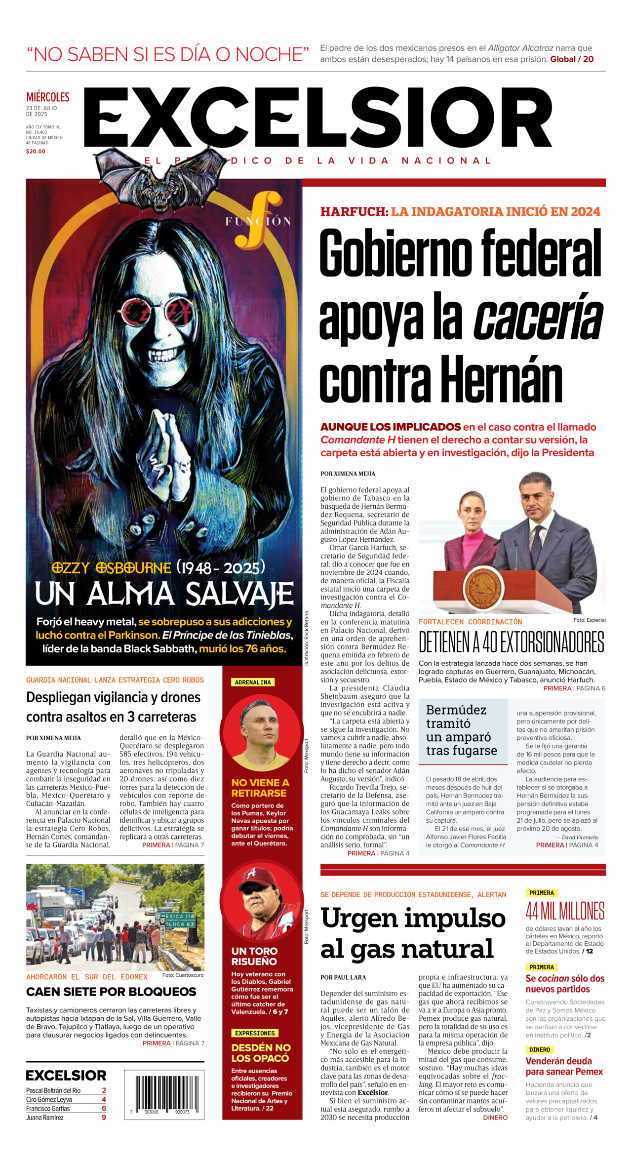 Excelsior, edición del miércoles 23 de julio de 2025 Excelsior, edición del miércoles 23 de julio de 2025