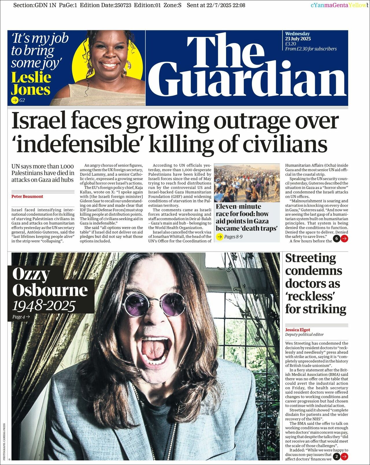 The Guardian, edición del miércoles 23 de julio de 2025 The Guardian, edición del miércoles 23 de julio de 2025