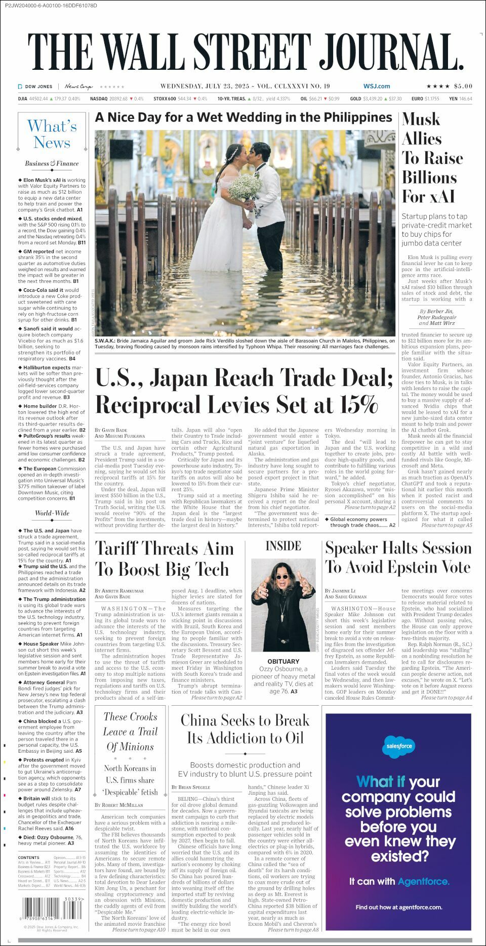 The Wall Street Journal, edición del miércoles 23 de julio de 2025 The Wall Street Journal, edición del miércoles 23 de julio de 2025