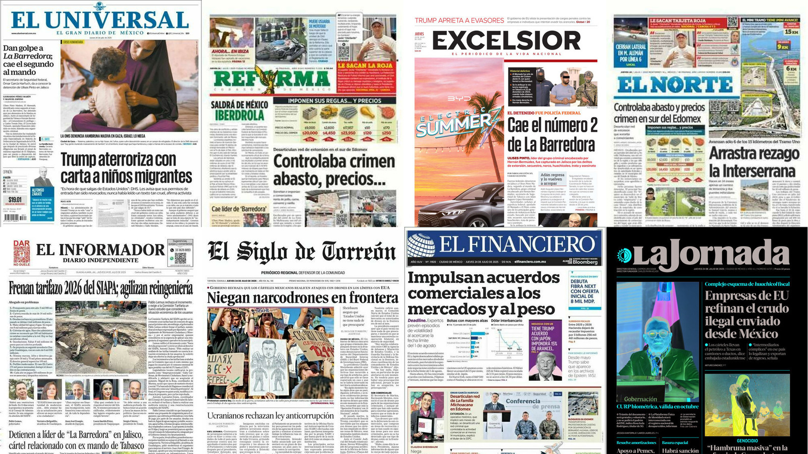 Portadas de periódicos impresos más importantes de México hoy