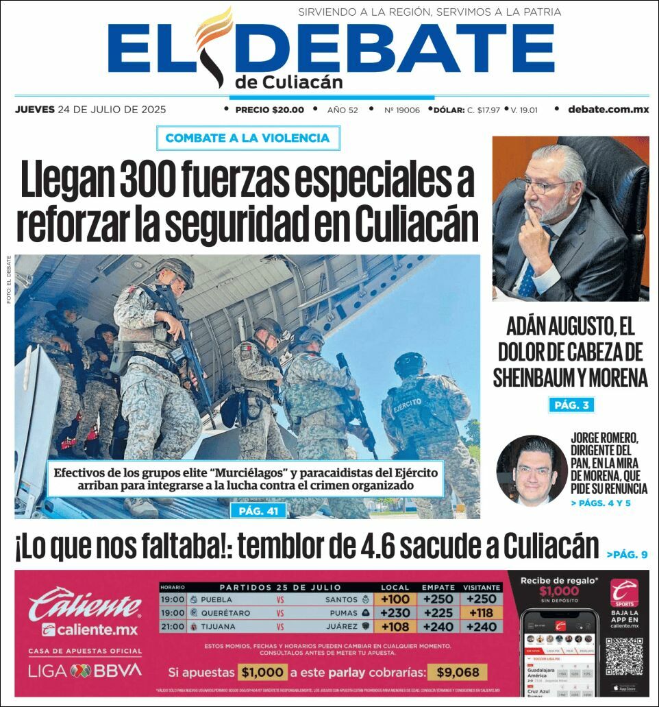 El Debate Culiacán, edición del jueves 24 de julio de 2025 El Debate Culiacán, edición del jueves 24 de julio de 2025