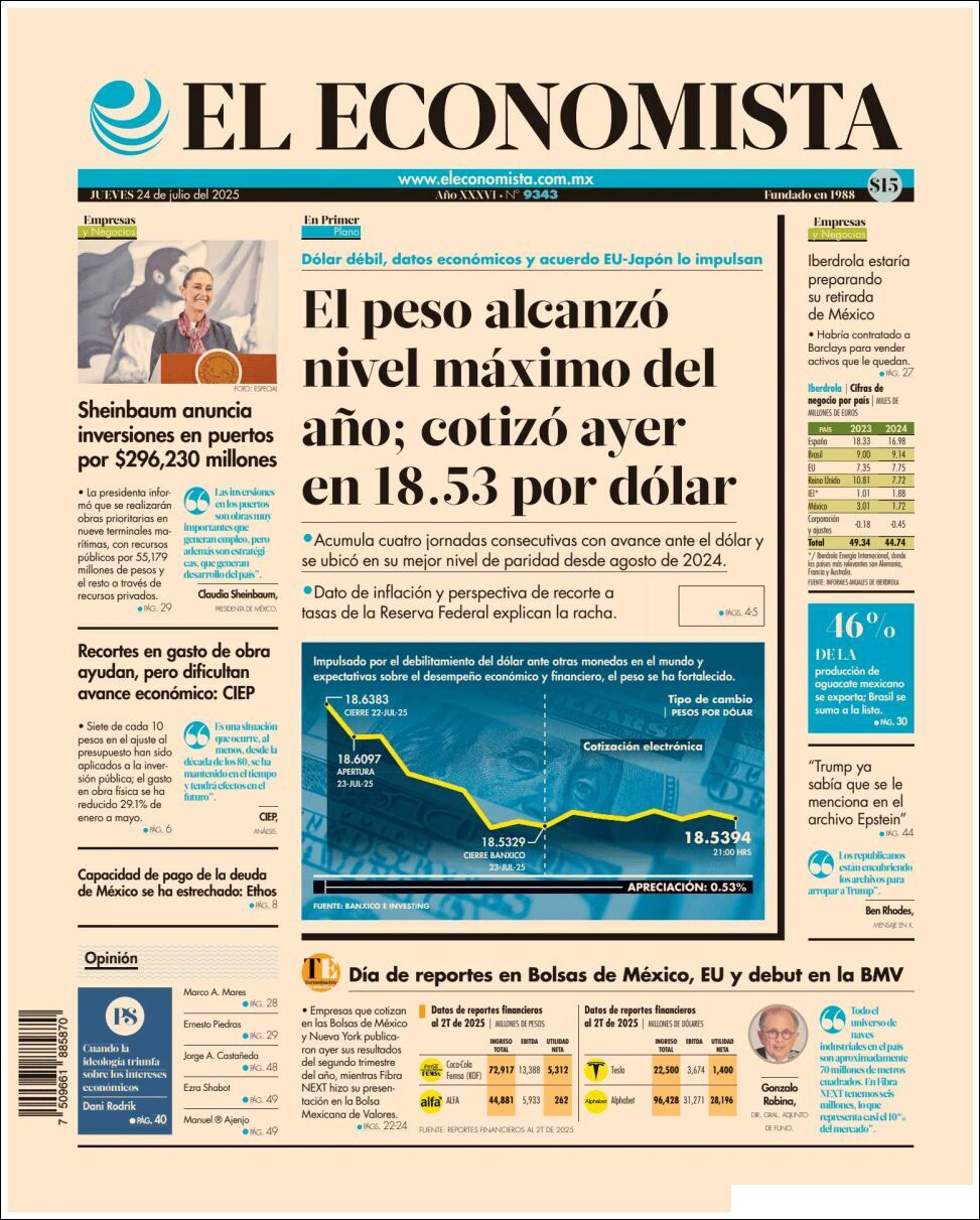 El Economista, edición del jueves 24 de julio de 2025 El Economista, edición del jueves 24 de julio de 2025