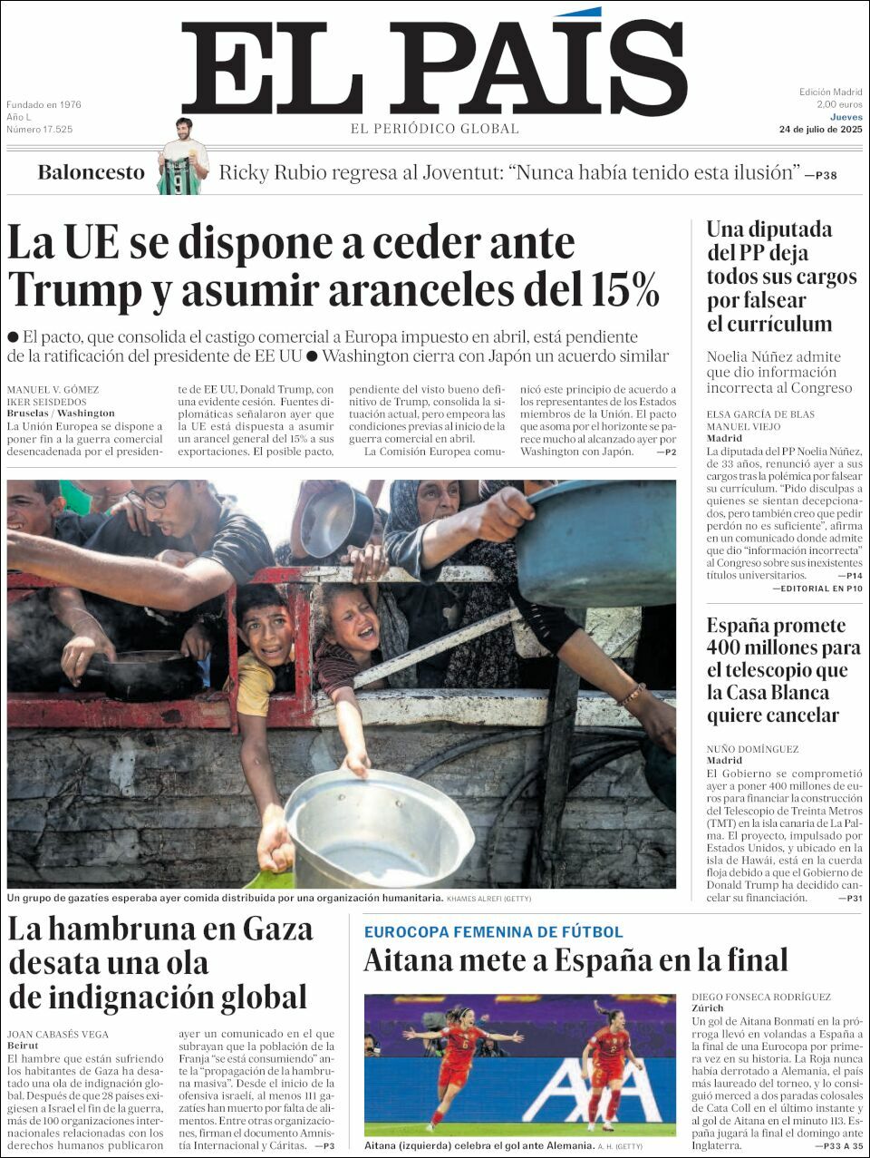 El País, edición del jueves 24 de julio de 2025 El País, edición del jueves 24 de julio de 2025