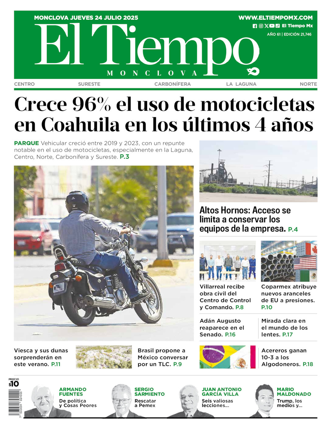 El Tiempo Monclova, edición del jueves 24 de julio de 2025 El Tiempo Monclova, edición del jueves 24 de julio de 2025