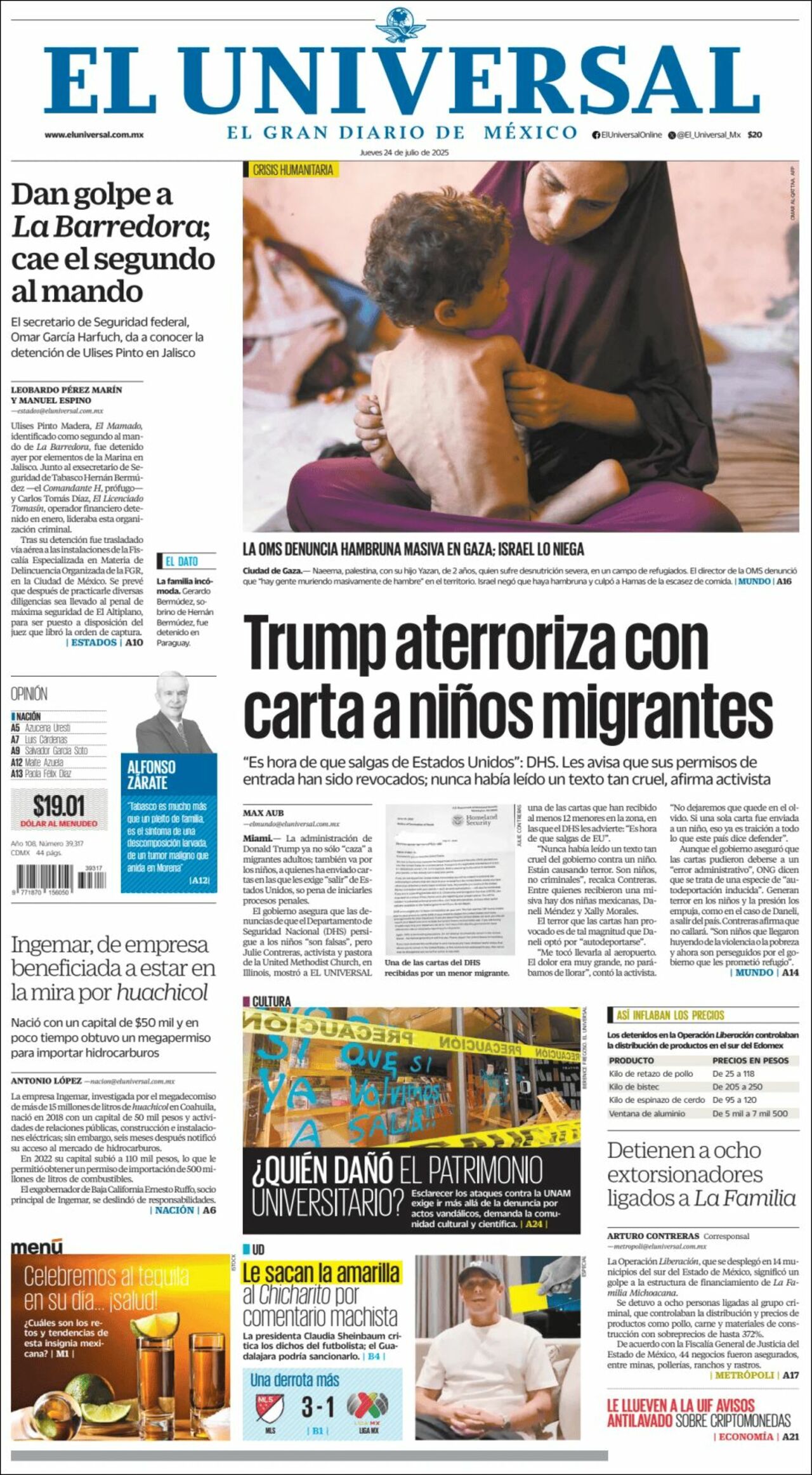 El Universal, edición del jueves 24 de julio de 2025 El Universal, edición del jueves 24 de julio de 2025
