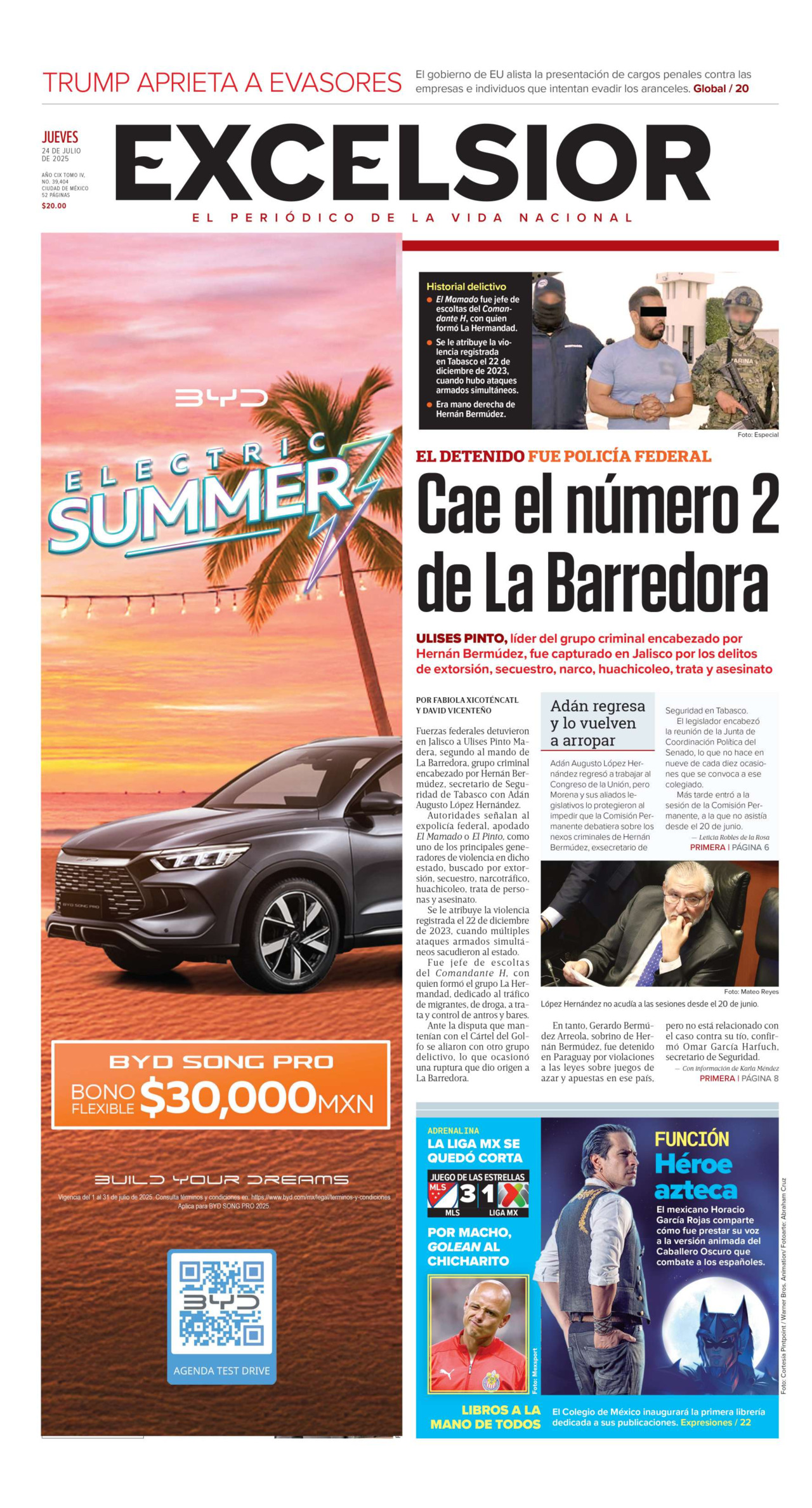 Excelsior, edición del jueves 24 de julio de 2025 Excelsior, edición del jueves 24 de julio de 2025