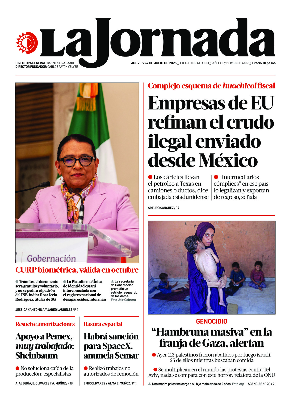 La Jornada, edición del jueves 24 de julio de 2025 La Jornada, edición del jueves 24 de julio de 2025