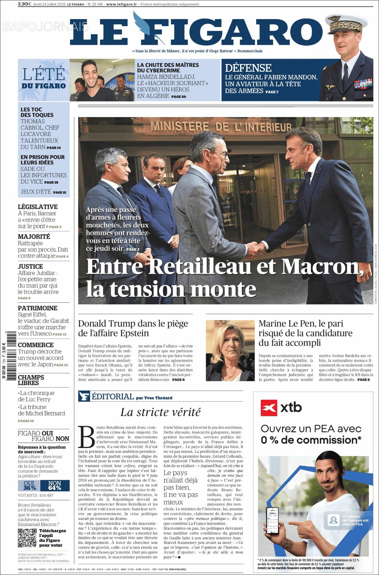 Le Figaro, edición del jueves 24 de julio de 2025 Le Figaro, edición del jueves 24 de julio de 2025