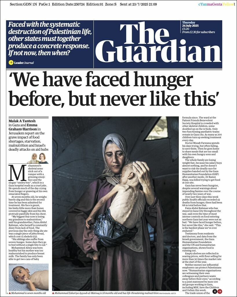 The Guardian, edición del jueves 24 de julio de 2025 The Guardian, edición del jueves 24 de julio de 2025