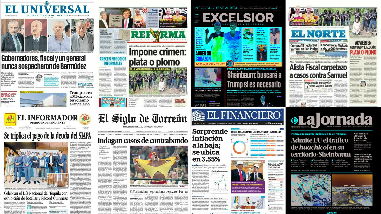 Portadas de periódicos impresos más importantes de México hoy